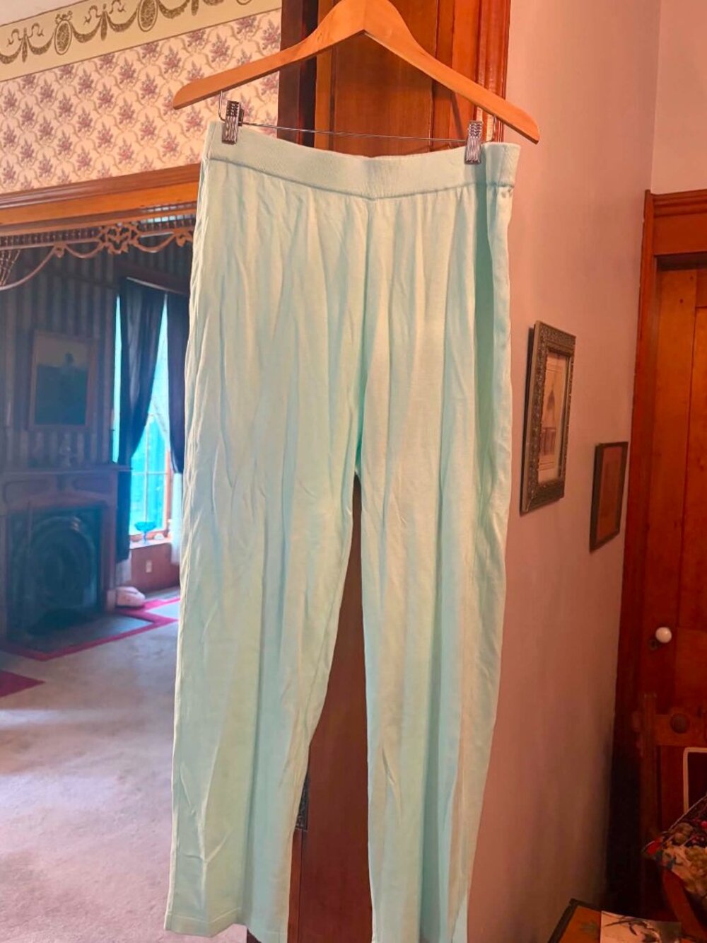 NWOT SOFT BY NAADAM LOUNGE PANTS SIZE M COTTON/CASHMERE BLEND Mint Green Aqua